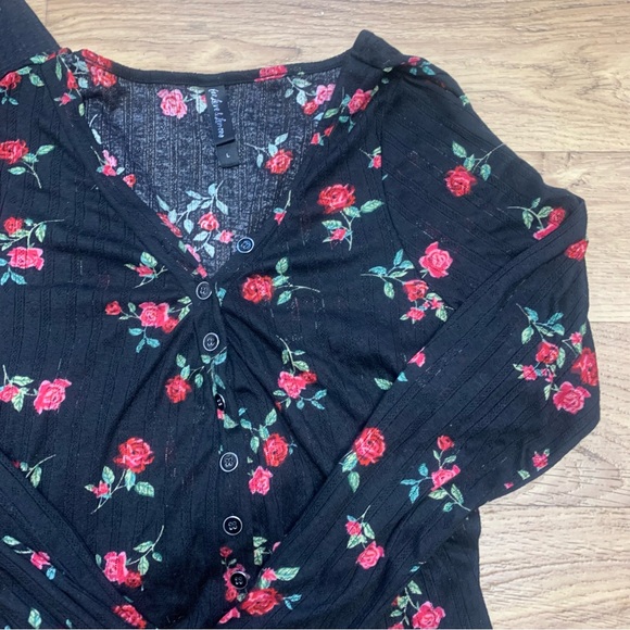 For Love and Lemons Pointelle Long Sleeve Pants Pajama Floral Rose set - Picture 6 of 16